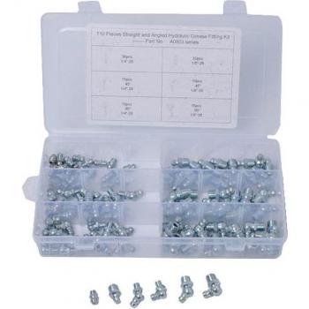 Set de Grasa Hidráulica Zerk, 110 Piezas, Conectores de 1/4 y 1/8, Ángulos Rectos 90° y 45°