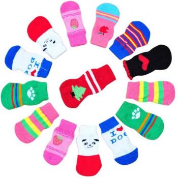 DogFad 4Pcs Puppy Knitted Socks with Grip