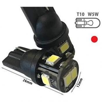 Lampada LED T10 W5W 24V 6 SMD 2835 360 Gradi No Polarità Rosso