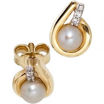 Perlen‑Bicolore Ohrringe JOBO – 333 Gold & Süßwasserperlen