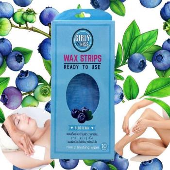 Girly Kiss 10 strisce di cera a freddo con mirtillo, aloe vera e vitamina E