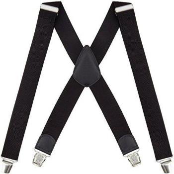 Verstellbare Herren Hosenträger, 4 cm Breit, Schwarz, 4 Clips