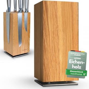 Holz4home® Drehbarer Magnet-Messerhalter aus Eichenholz