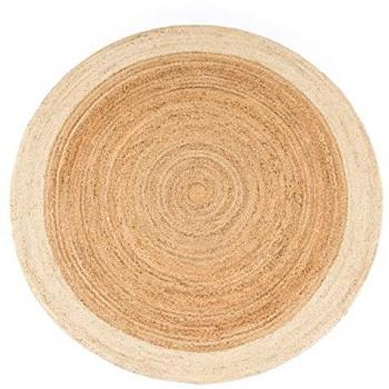 Tappeto Boho Etnico Rotondo in Juta ø 120 cm Fatto a Mano Ivoire