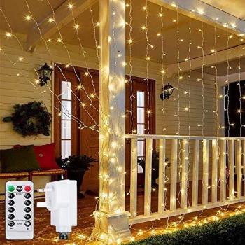 Holiday Dream Curtain Lights – 3 m × 3 m, 300‑LED Fairy String, Remote Control, 8 Modes
