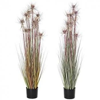 DKD Home Decor Brown PVC Green Plant Set – 2 Pieces, 40 × 40 × 120 cm