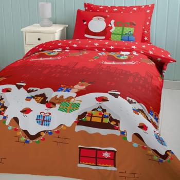 Dunelm Catherine Lansfield Santa's Christmas Presents Duvet Cover and Pillowcase Set