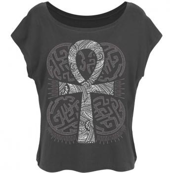Unorthodox Womens' Ankh Oversized Cropped Shirt – Ash Black