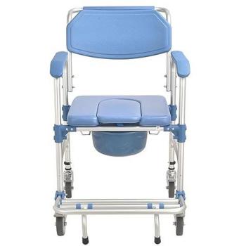 Sedia a Rotelle Comoda in Alluminio Anodizzato Blu