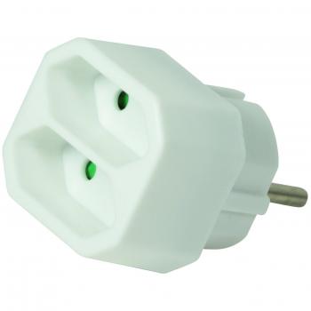 LogiLink Socket Adapter 2 Prese Euro Bianco