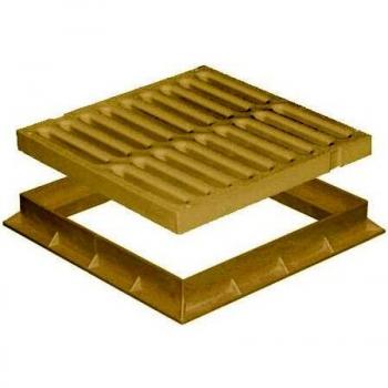 First Plast – Grille de sol légère, PVC, 383 × 383 mm, cadre anti‑choc 28 KN – Sable