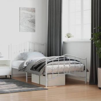 Estructura cama sin colchón con estribo metal blanco 100x190 cm Vidaxl