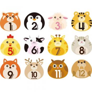 Baby Milestone Stickers 1-12 Months Animal Theme