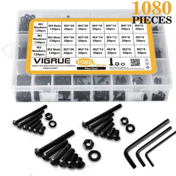 Pack de 1080 vis et boulons – acier allié M2/M3/M4, têtes hexagonales, sockets, câbles, écrous inclus