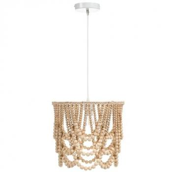 Lampadario Boho Marrone con Perline di Legno
