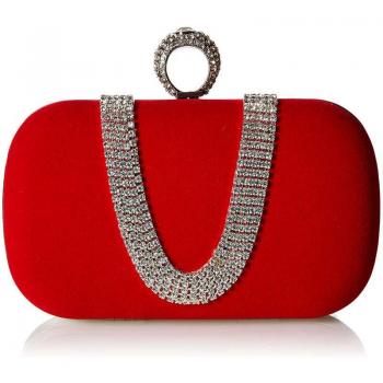 Cartera de mano de terciopelo con adornos de strass