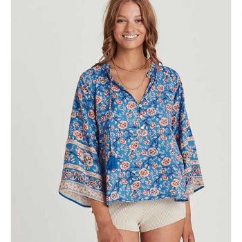 Long Sleeve Boho Blouse with Buttons