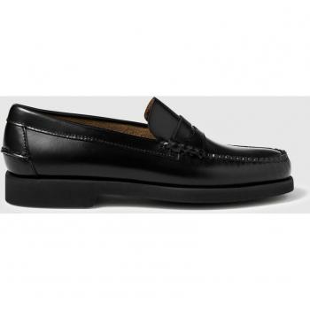 Sebago Black Leather Moccasins Rubber Heel for Men, Sizes: 6 UK, 7 UK, 7 1/2 UK, 8 UK, 9 UK, 9 1/2 UK, 10 UK