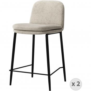 Silla Moloo Bar en Bouclé Beige con Soporte Negro