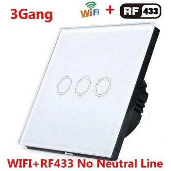 Interruptor de luz eWelink con WiFi, 1/2/3 gang, panel táctil, sin línea neutra, UE/Reino Unido