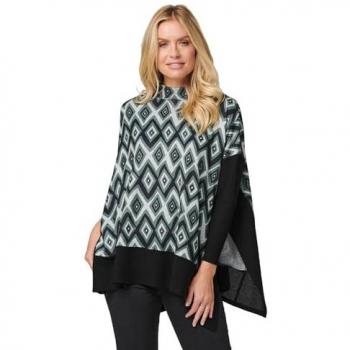 Izabel London Women's Green Ikat Print High Neck Oversized Top