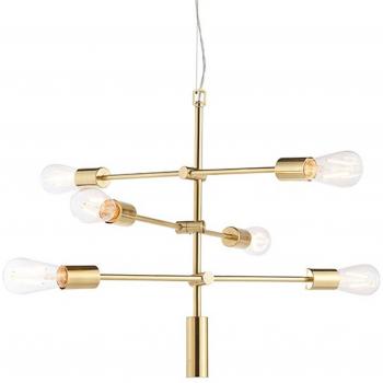 Rubens Dimmable Pendant Light 6 Bulb Satin Brushed Gold