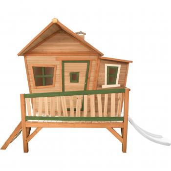 Maisonnette Enfant Axi avec Toboggan Blanc – Bois FSC Marron/Vert 193x227x349 cm