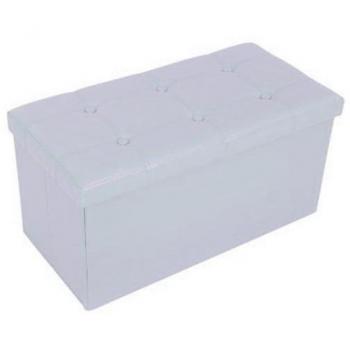 Mueble pouf-caja de madera con superficie de similpelle – color blanco