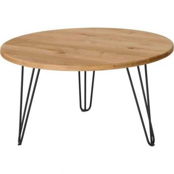 Couchtisch Lennard (OTTO) – Runde Tischplatte aus geölter Wildeiche, Hairpin‑Gestell