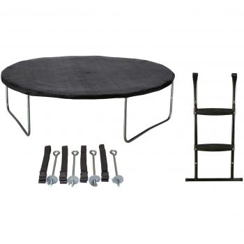 Kangui Trampoline 305 cm avec Filet, Échelle, Bâche et Kit d'ancrage JUMPI Taupe/Vert