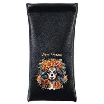 Boîte à lunettes noire “Têtes de Mort Catrina 2” personnalisée