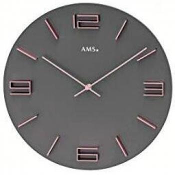 AMS Wanduhr W9590 grau