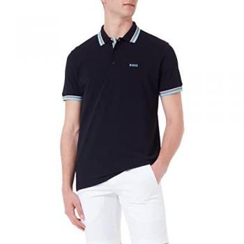 BOSS Herren Polohemd Blau/Weiß Regular Fit 6XL