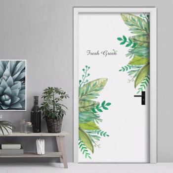 Papel tapiz de PVC con diseño de hojas verdes