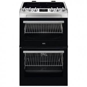 AEG 55cm Stainless Steel Double Electric Cooker with Ceramic Hob