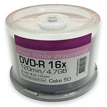 Traxdata DVD-R 4.7 GB 16x White Waterproof Glossy Ink/Thermal Print Cake * 50