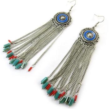 N4678 Navajo Prism: Blue, Green, Red & Silver Earrings