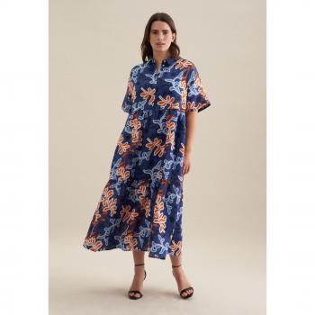 Seidensticker Sommerkleid mit Druck und Kragen, Kurzarm, Größe 54