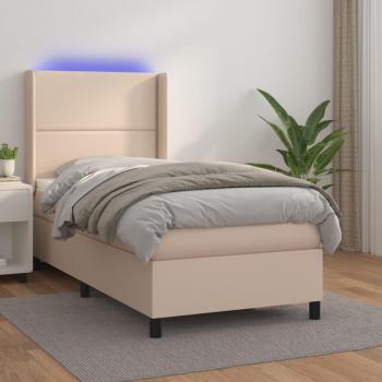 VidaXL Боксспринг легло с матрак LED капучино 100x200 см