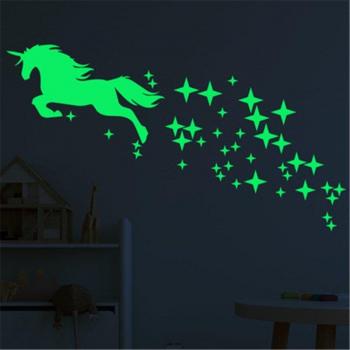 Pegatinas brillantes de unicornios y estrellas para techo de niños