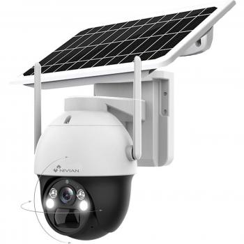 Caméra Nivian Surveillance 360º 4G SIM avec Panneau solaire 7W et Batterie longue