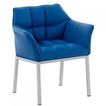 Octavia Lounge‑Chair – Blaues Kunstleder, metallisches Design