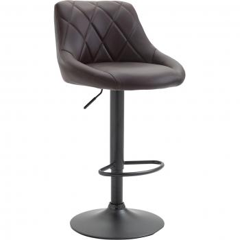 Tabouret à Rotation en Simili‑Cuir Marron – Accents Décoratifs et Pieds Métalliques