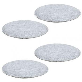 Lot de 4 coussins d'assise ronds en feutre gris antidérapants