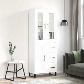 Meuble de Rangement Haut Blanc 69,5x34x180 cm en Bois d'Ingénierie