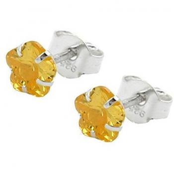 Gallay Ohrstecker 5mm Blume Zirkonia Citrin Gelb Silber 925 (1-tlg)