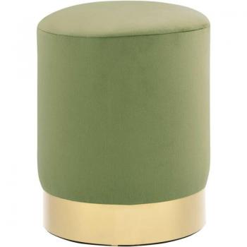 Pouf Velluto Oro su Base Metallica Verde Senape