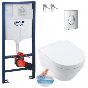 Pack WC suspendu Grohe Bâti Rapid SL + Cuvette Villeroy&Boch Architectura sans bride + Abattant Softclose