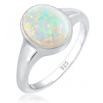 Elli Siegelring mit synthetischem Opal in 925 Sterling Silber vergoldet