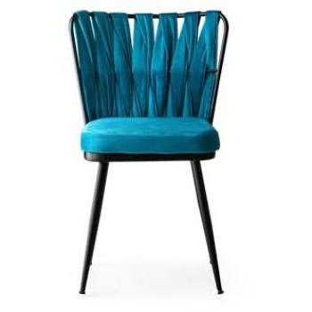 Set de Quatre Chaînes Scribe Métallique Noir, Velours Turquoise